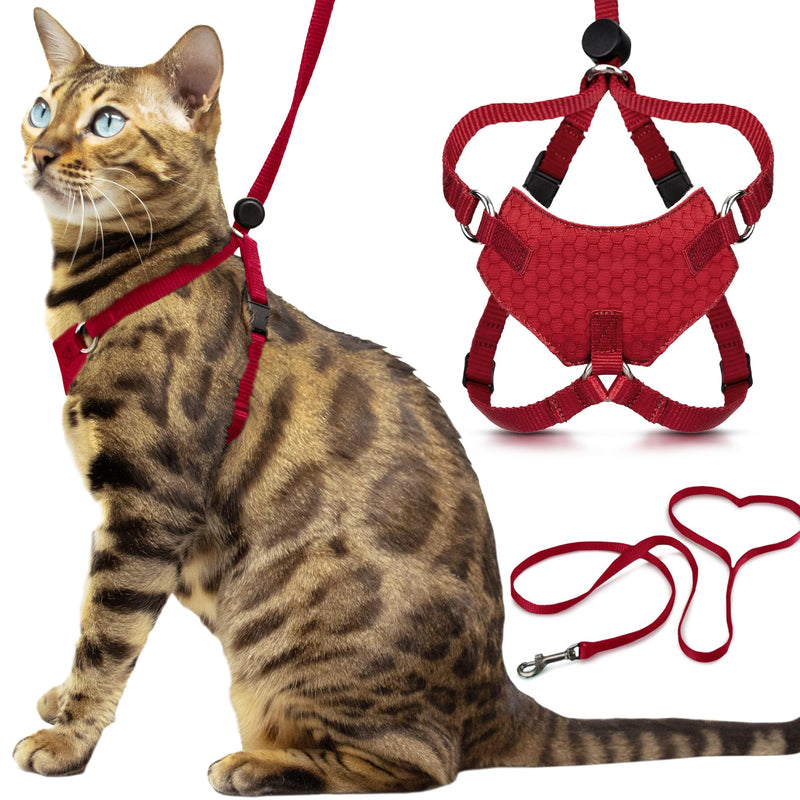 Houdini™ Escape Proof Cat Harness and Leash Set by OutdoorBengal – Red, Medium Cat Harness for Walking M/L - PawsPlanet Australia