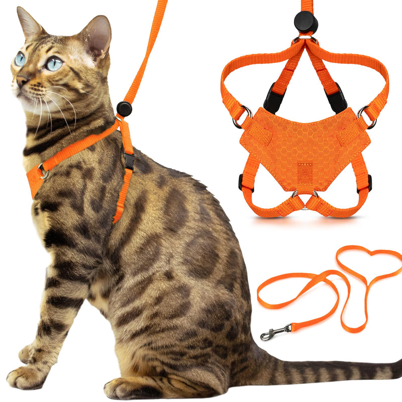 Houdini™ Escape Proof Cat Harness and Leash Set by OutdoorBengal – Orange, Medium Cat Harness for Walking M/L - PawsPlanet Australia