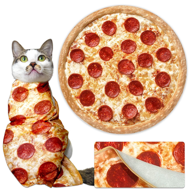 Cat Wrap for Cutting Nails, Tortilla Blanket Pet Supplies Cat Washing Bag, Burrito Blanket Cat Restraint for Nail Clipping, Multifunctional Pet Tool Gifts for Cat Lovers (L (within 14lbs), Pizza) L (within 14lbs)
