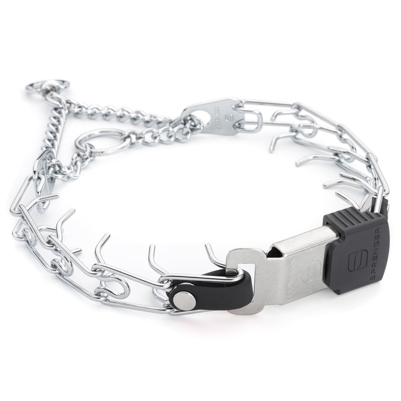 Herm Sprenger Chrome Plated Steel Dog Collar for Small Dogs with Quick Release ClicLock Buckle & Biothane Insert Prong Collar for Dogs Made in Germany (Black, 16in x 2.25mm(Neck Size up to 13-14in)) Black 16in x 2.25mm(neck size up to 13-14in) - PawsPlanet Australia
