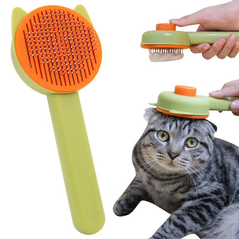 Cat Brush for Indoor Cats Shedding,One-Click Easy Cleanup Pet Hair Removal Tool, Grooming Brush for Both Long and Short Haired Cats and Dogs - PawsPlanet Australia