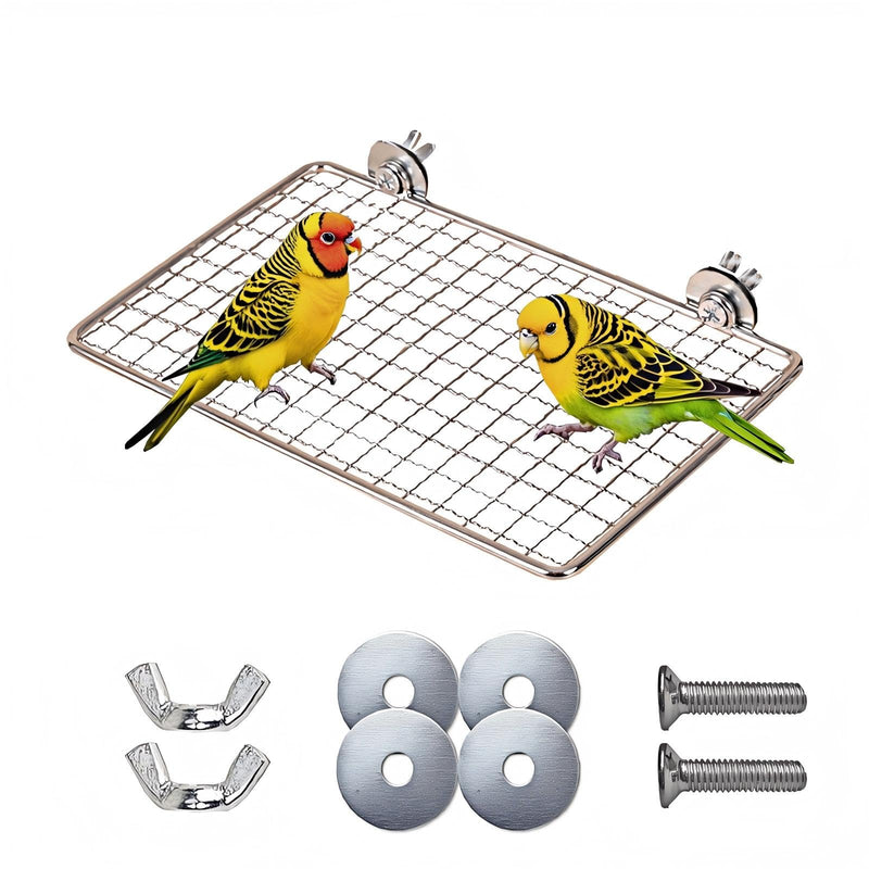 Bird Perches Platform,Stainless Steel Shelves for Bird Cage,Parrot Platform Perches for Birds-Safe Bird Shelf Stand for Cage Accessories,Suitable for Small to Large Birds(Rectangle) - PawsPlanet Australia