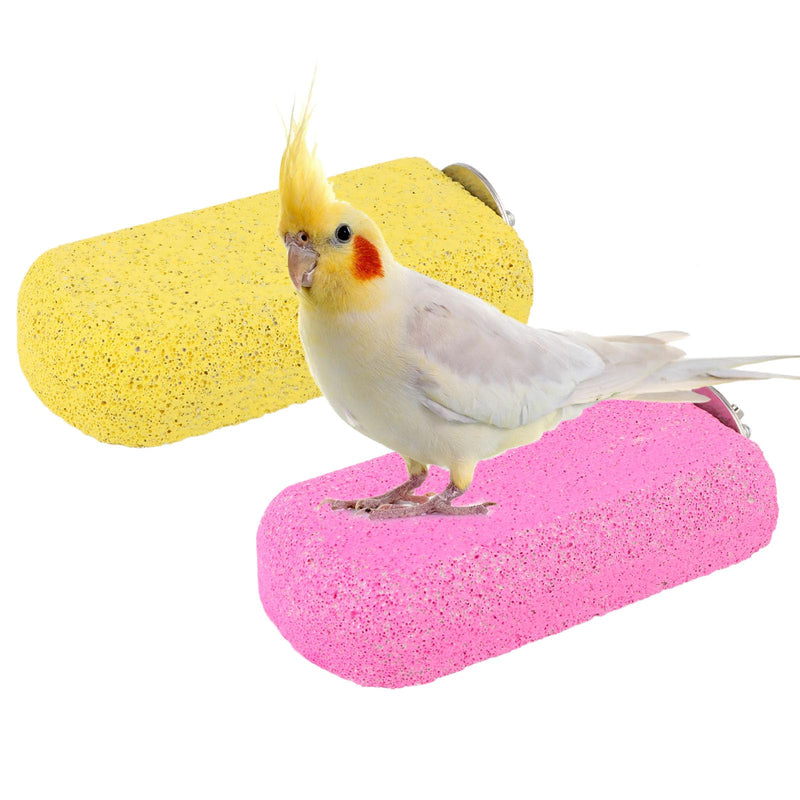 Wontee Bird Chewing Toys Grinding Beak Bird Perch Stand for Budgies Parakeets Cockatiels Lovebirds Conures Rats Squirrels, 2 Packs (Yellow+Fuchsia) Yellow+Fuchsia - PawsPlanet Australia