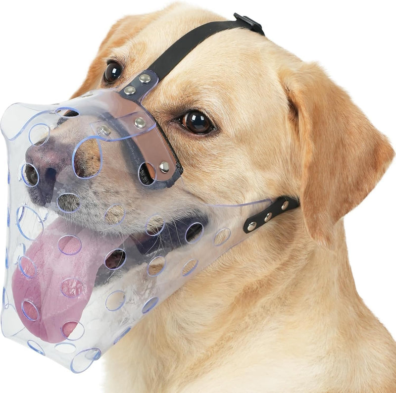 Mayerzon Dog Muzzle, Basket Muzzle for Large Medium Small Dogs, Humane Cage Mouth Guard to Prevent Biting Chewing Eating, Breathable Muzzle for Grooming Training Walking Vet Visits (XL, Clear) XL - PawsPlanet Australia