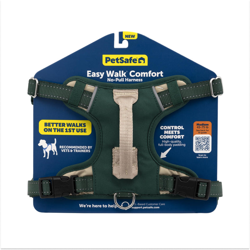 PetSafe Easy Walk Comfort No-Pull Dog Harness - Better Walk Training Harness - Full Body Padded Design - Durable Fabric - 5 Point Adjustable Fit - Everyday Leash Training - Green - Medium/Large