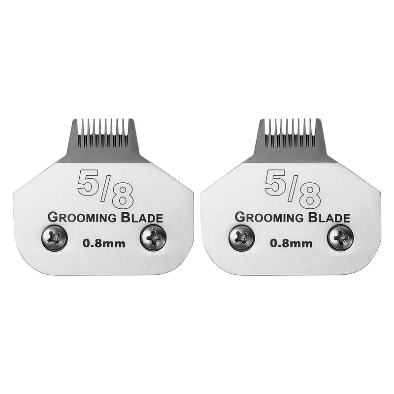 2 Pcs Size 5/8toe Detachable Dog Grooming Blades, Compatible with Andis, Oster A5, Wahl KM10 Series Clippers, Cut Length 0.8mm, Silver (5/8toe 0.8mm, 2 Packs) 5/8Toe-0.8mm, 2Pcs - PawsPlanet Australia