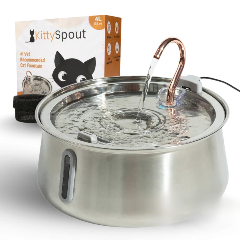 2.0 Large Capacity Stainless Steel Cat Water Fountain – 4L/135oz (Stainless Steel, 4L Corded) - PawsPlanet Australia