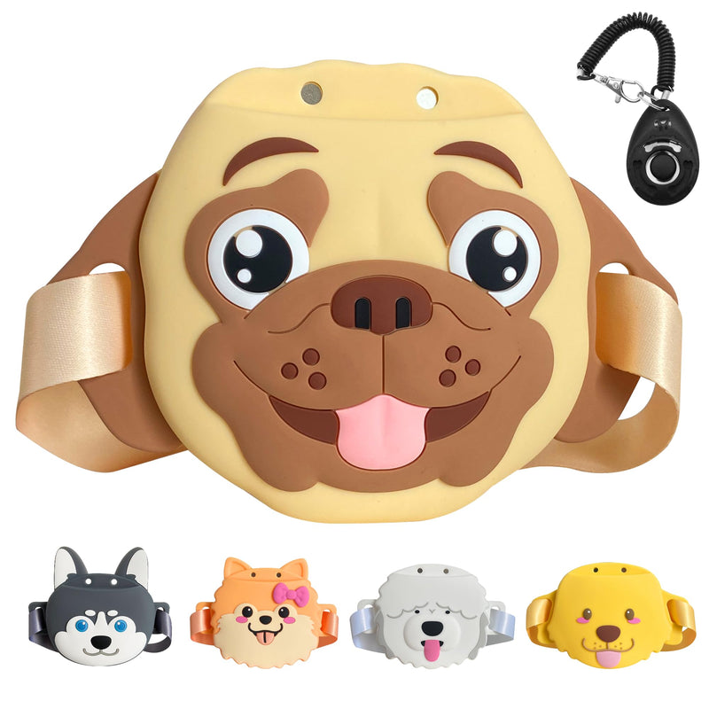 Jongdari Silicone Dog Treat Pouch with Training Clicker, Puppy Walking Treat Snack Pouch Bait Bags Holder Carrier for Pet Training with Waist Belt, 4 Magnetic Closure (French Bulldog) French Bulldog - PawsPlanet Australia