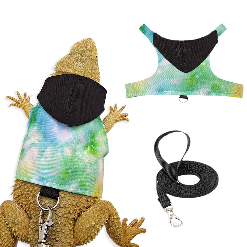 Bearded Dragon Lizard Hoodie Leash Suit Reptile pet Outdoor Chest Harness Chameleon Squirrel Leash Hooded Clothes Suitable for Bearded Dragon Lizard Reptiles（Black hat） Black hat - PawsPlanet Australia
