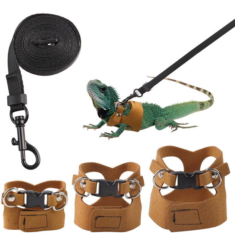 3 Pack Bearded Dragon Leash and Harness Set, Adjustable Bearded Dragon Leashs with Traction Rope Leash for Bearded Dragons Lizards and Other Small Reptiles (3 Sizes) - PawsPlanet Australia