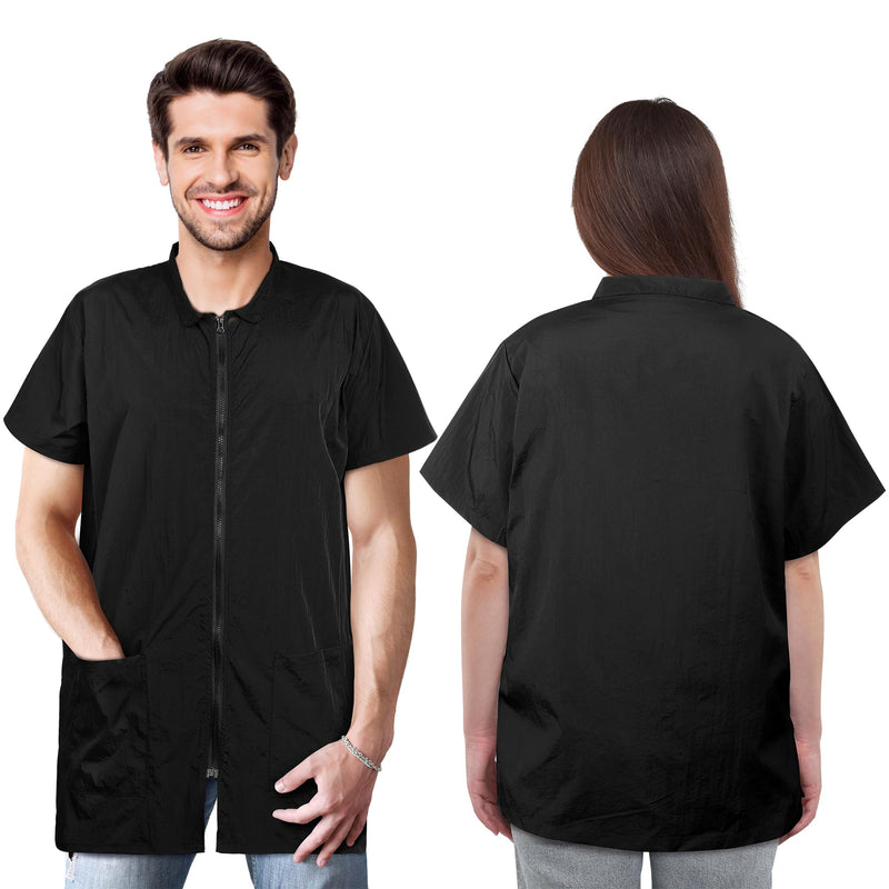 MCEAST 2 Pack Black Pet Groomer Uniforms with Full Zipper Water Resistant and Anti-Static Pet Smock Clothes for Women Men, XX-Large - PawsPlanet Australia