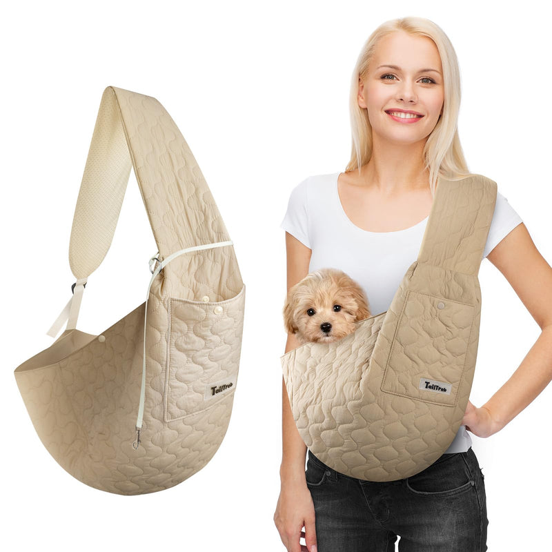 Dog Sling for Small Dogs, Front Dog Sling Carrier, Padded Adjustable Pet Soft Carrier with Adjustable Shoulder Strap, Travel Safety Harness Machine Washable for Small Cats Puppy Outdoor Khaki - PawsPlanet Australia