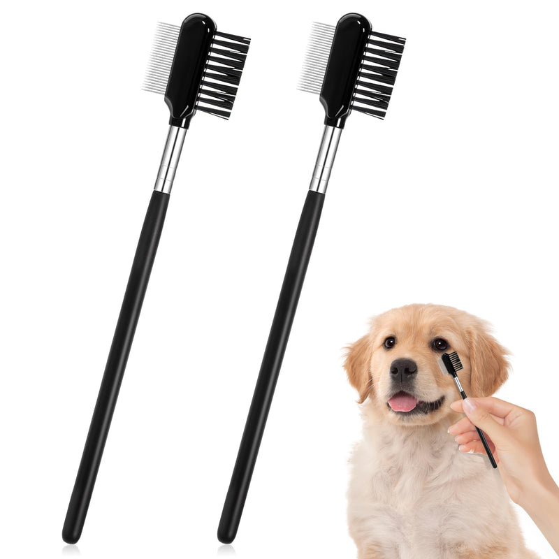 2 PCS Double-Sided Dog Grooming Combs, Dog Eye Combs Soft Bristles Dog Eye Cleaning Brush Facial Brush and Tear Stain Removal Tool for Dogs Puppies and Cats Removing Booger Flea Gunk Crust Mucus - PawsPlanet Australia
