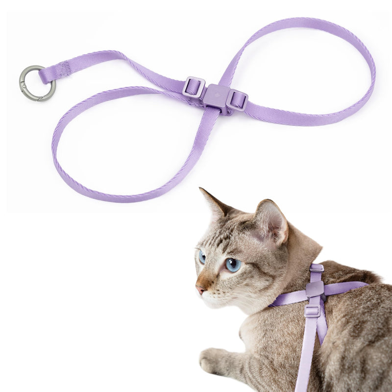 Cat Harness Escape-Proof Anti-Choking Adjustable Nylon Harness Lightweight with Anodized Aluminum Buckle, Ideal for Cats Outdoor Walking Training, IDA Award (Monet Purple, M (17.7")) M (17.7") Monet Purple