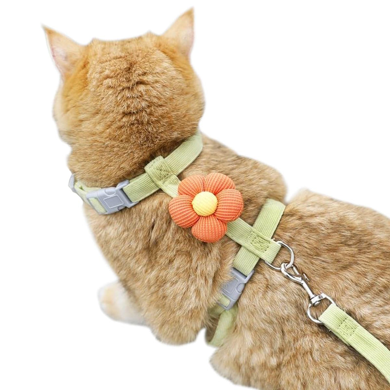 Cat Harness and Leash Set for Outdoor Walking Travel Escape Proof Soft Safe Lightweight Adjustable Kitten Puppy Small Strap Red Flower, S - PawsPlanet Australia