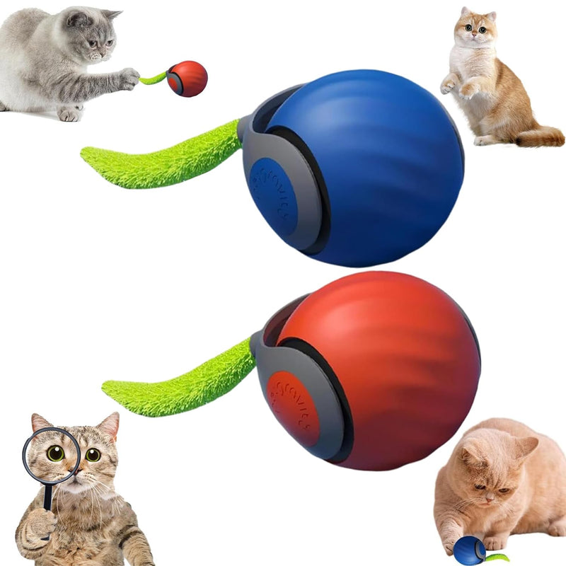 Speedy Tail 2.0, Speedy Tail Cat Toy, 2025 New Generation Interactive Cat Toy, Automatic Moving Cat Toy Ball with Tail, Smart Interactive Cat Toy Ball, Two Speed Adjustment (Orange + Blue) Orange + Blue - PawsPlanet Australia