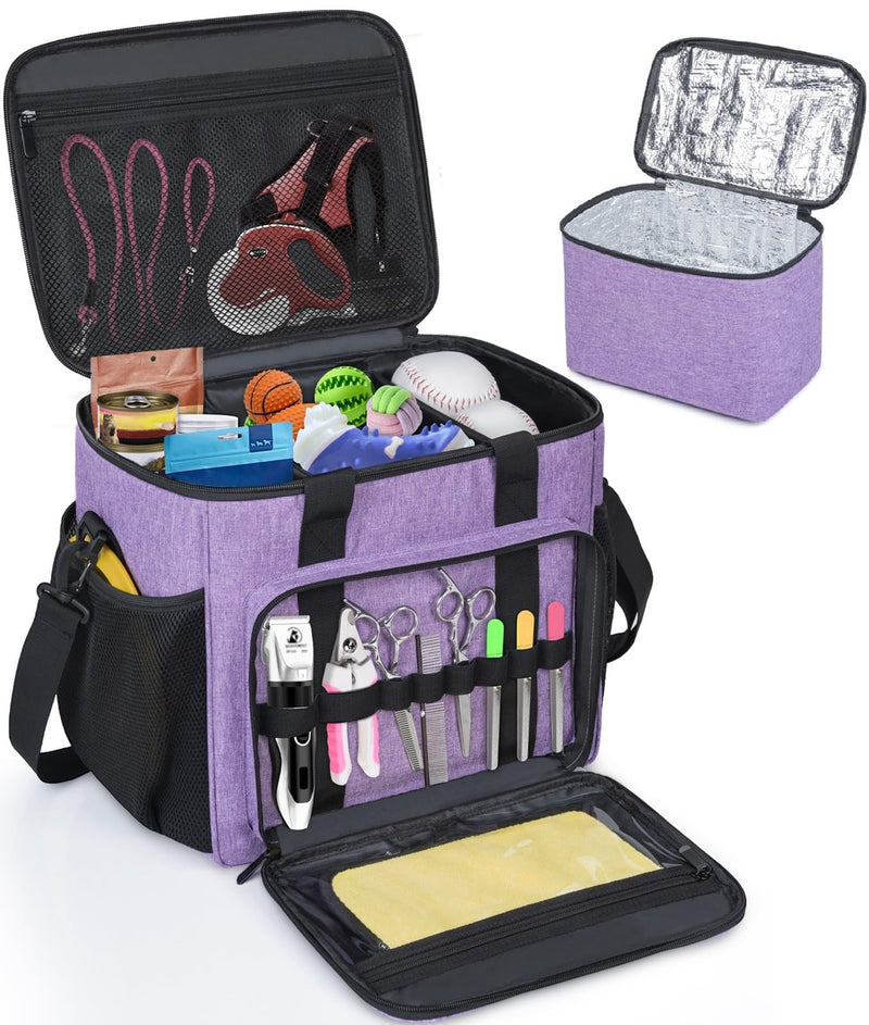 Pet Grooming Bag, GMAK Pet Grooming Tote Bags Supplies Organizer Case Dogs Cats Tool Organizer Tote for Pets Grooming Tools Kit, Clippers, Brush, Scissors or Other Pets Care Supplies, Purple(Bag Only) - PawsPlanet Australia