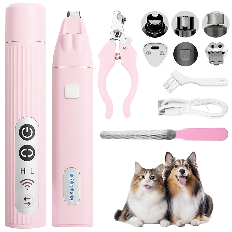 Dog Grooming Kit, Electric Dog Nail Trimmers, Adjustable Direction Dog Nail Grinder with 3 Ports, Low Noise Dog Nail Clippers with Light, Pet Shaver for Small and Large Dogs Cats - PawsPlanet Australia