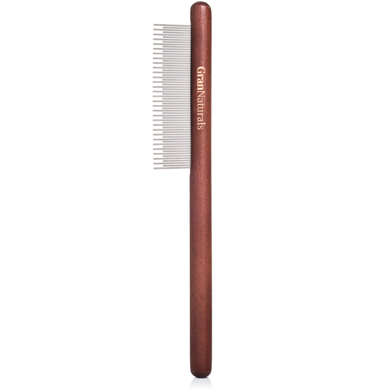 GranNaturals Wooden & Metal Pet Comb for Detangling Hair, Grooming Fur, Dematting for Large and Small Dogs, Long & Short Haired Cats - PawsPlanet Australia