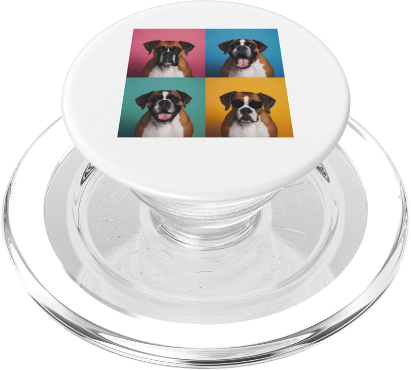 Boxer Pet Face Portrait Photobooth With Sunglasses PopSockets PopGrip for MagSafe Magnetic PopGrip - PawsPlanet Australia