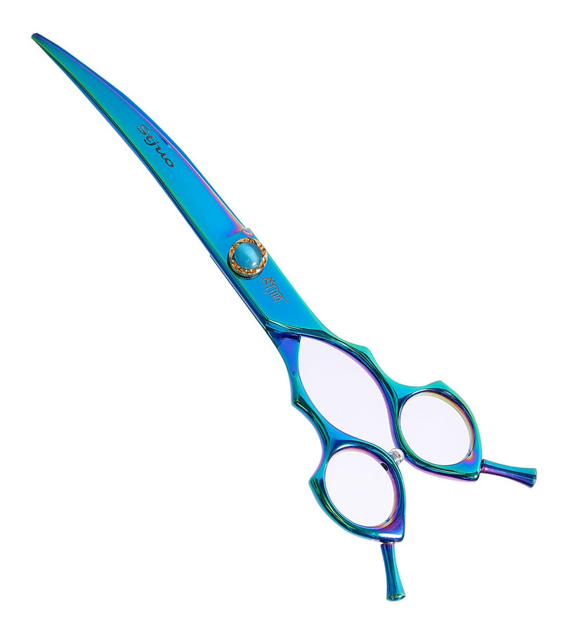 7.5'' Dog Curved Scissors for Grooming 440C Stainless Steel Green Professional Pet Trimming Scissors Sharp Blades Cutting for Dogs and Cats Shears 7.5 - PawsPlanet Australia