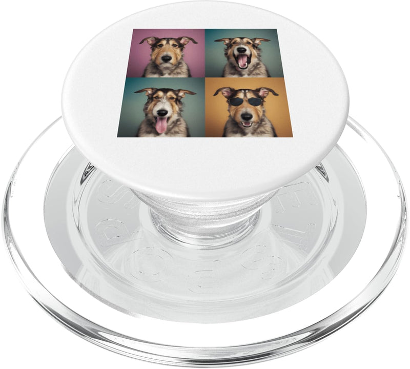 Irish Wolfhound Pet Face Portrait Photobooth With Sunglasses PopSockets PopGrip for MagSafe Magnetic PopGrip