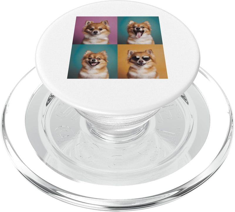 Pomeranian Pet Face Portrait Photobooth With Sunglasses PopSockets PopGrip for MagSafe Magnetic PopGrip - PawsPlanet Australia