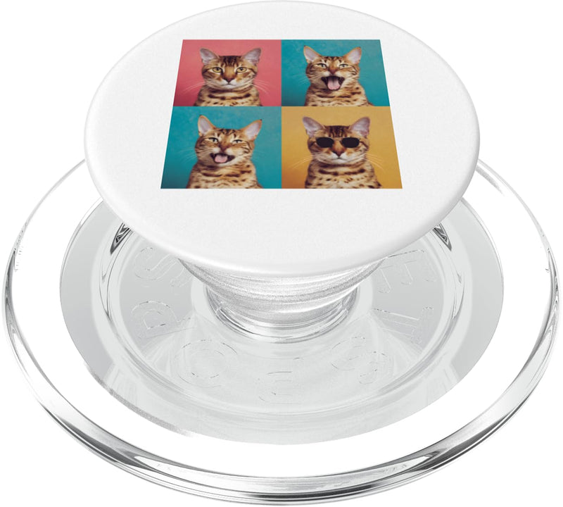 Bengal Pet Face Portrait Photobooth With Sunglasses PopSockets PopGrip for MagSafe Magnetic PopGrip