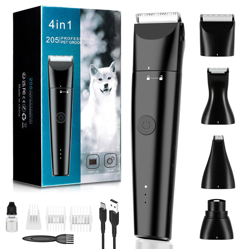 Dog Grooming Clippers 4 in 1 Pet Grooming Kit,2-Speed Cordless Dog Clipper with Nail Grinder,USB-C Rechargeable Paw Trimmer for Small Pets, Dogs, Cats - PawsPlanet Australia