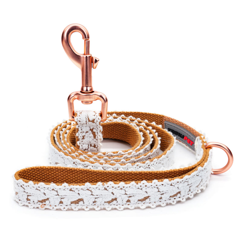 Dog Leash Cotton Lace Handmade 4-5 FT Adjustable Comfortable Unique Leashes for Small Medium Large Dogs Brown Single M