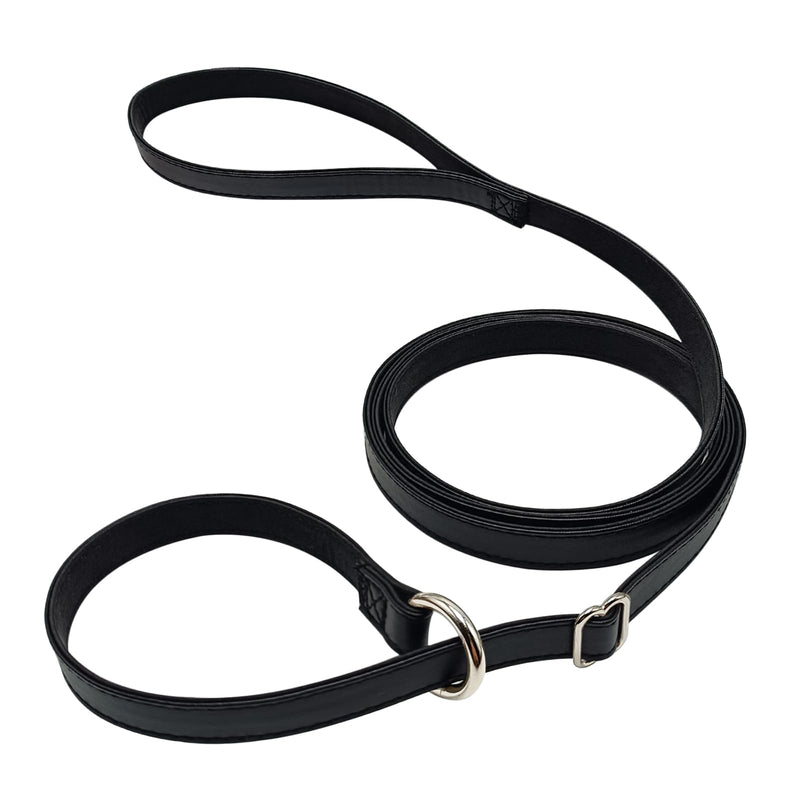 WYuZe Leather Dog Leash Slip Style, 6 FT 5/8" Wide Soft Leather Slip Lead and Collar Combo, No-Pull Training Leash for Small Medium Dogs Black 6 Foot - PawsPlanet Australia
