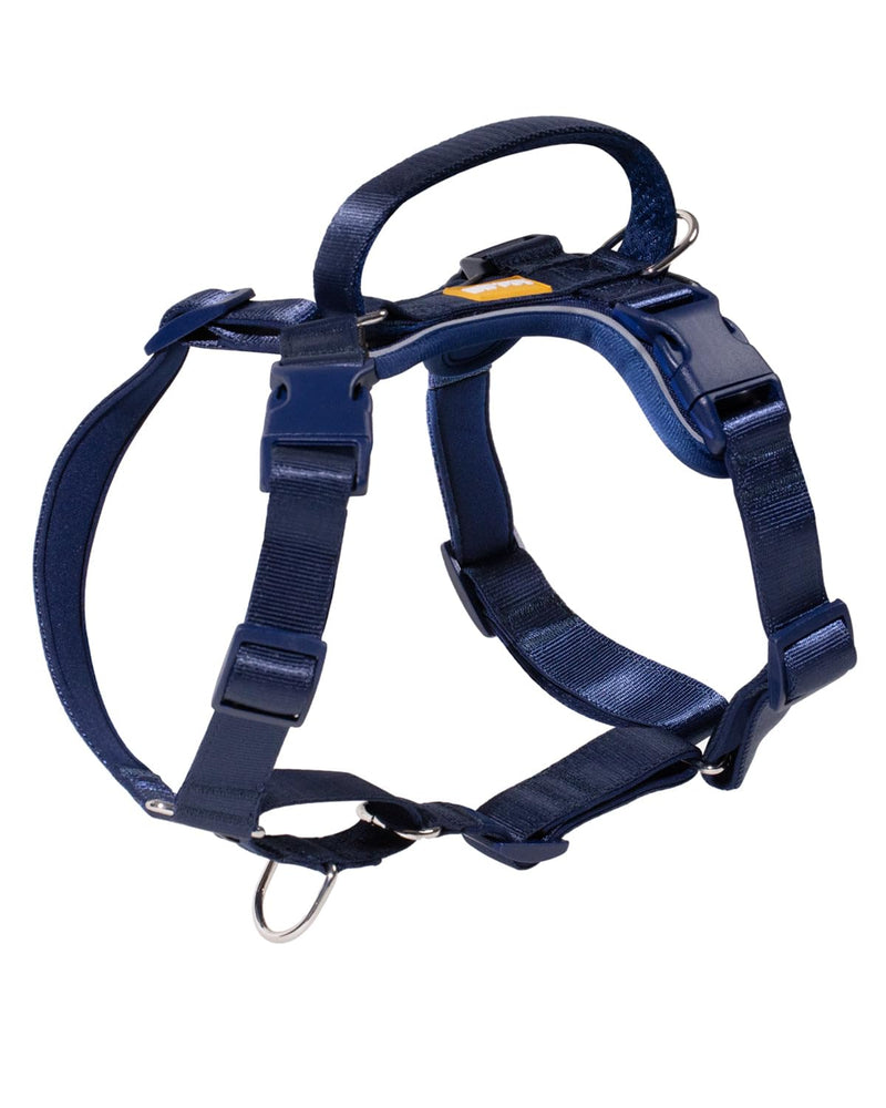 DF Freedom No Pull Martingale Dog Harness, Gentle Control for No Choking, Front Clip Harness with Reflective, Adjustable & Padded Handle for Easy Walking & Training, Navy Blue, 1", Chest 22.4"-30.4" 1" (Chest 22.4" - 30.4") Navy Blue Pro - PawsPlanet Australia