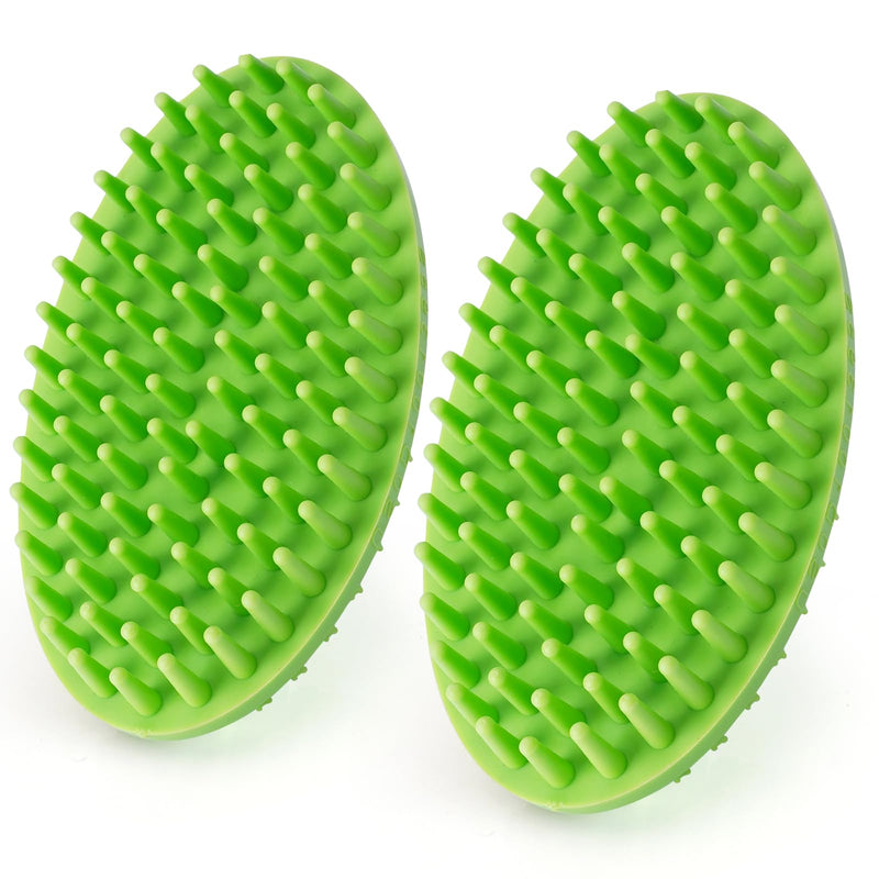Dog Bath Brush, Green Double-Sided Shampoo Massage Brush, Adjustable Collar Handle for Grooming Short and Long Haired Pets(2pcs) Green(2 pack) - PawsPlanet Australia