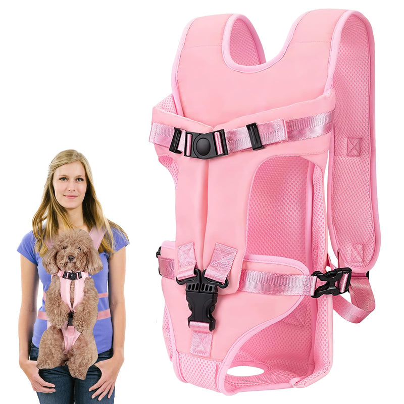Pet Carrier Backpack, Adjustable Front Dog Carrier, Legs Out Dog Chest Carrier, Waterproof Dog Back Pack for Small Medium Dogs Cats Puppies and Rabbits Hiking Camping (Pink, Medium) Pink - PawsPlanet Australia