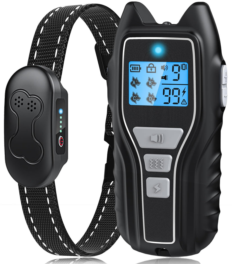 Dog Shock Collar with Remote Control - Rechargeable Dog Training Collar, IPX7 Waterproof E Collar for Dogs with 4 Safe Modes Flashlight Beep Vibration Shock Ideal for All Dog Sizes (8-150lbs) Black - PawsPlanet Australia