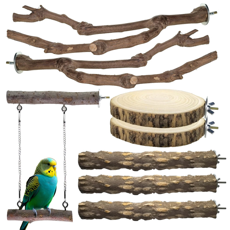 8pcs Natural Bird Perches for Cage, 5.9“ Small Wood Bird Perch for Parakeet/Cockatiel, Bird Cage Stick, Bird Branches for Cages, Birdcage Accessories for Parrot Conure 8pcs-15cm