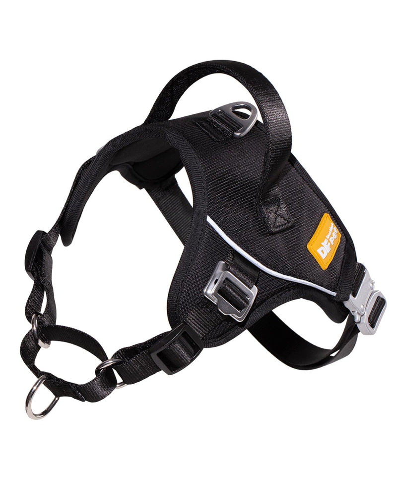 DF No Pull Step-in Martingale Dog Harness, Help Stop Pulling & Choking, Reflective & Adjustable, Front Clip Harness with Lift Handle, Tactical Silent Metal Buckle, Black, 3/4", Front Chest 13.2"-16.0" 3/4" (Front Chest 13.2" - 16.0") - PawsPlanet Australia
