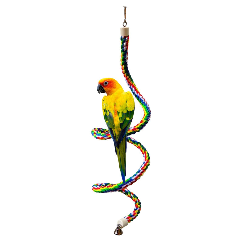 Bird Rope Perch & Birds Swing Set - Bird cage Accessories, 40‘’ Rope perches for Conures, Parrots,Cockatiel,Lovebird,Budgerigar,Parakeet perches for cage,Birds perches multicolour swing - PawsPlanet Australia