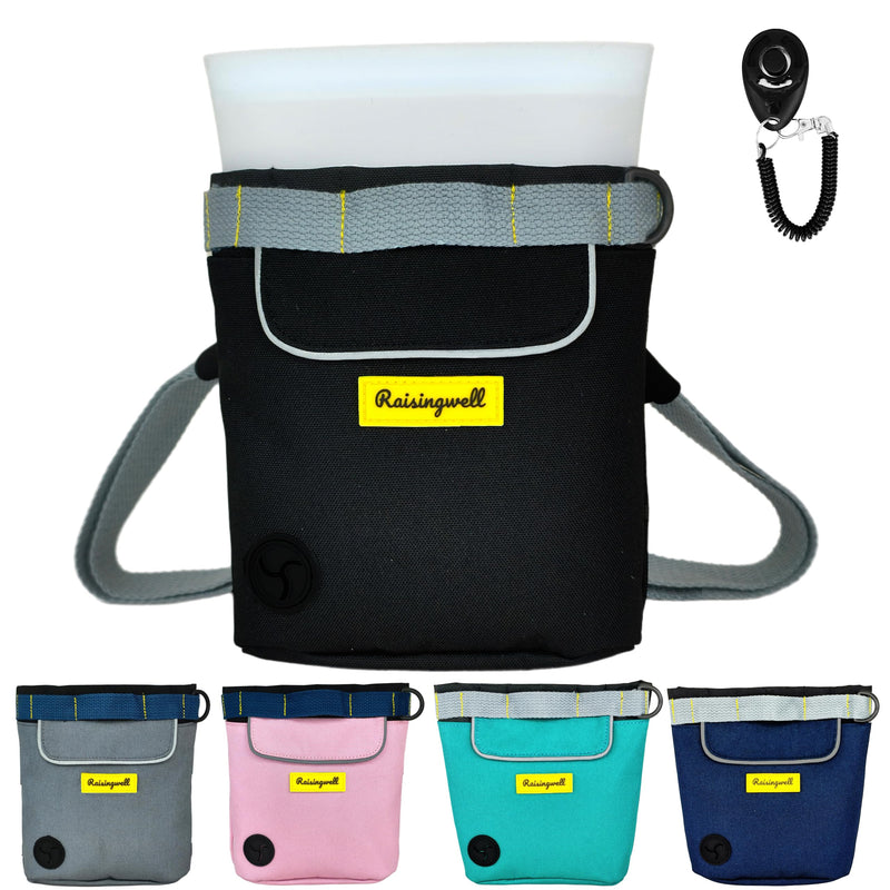 Dog Treat Pouch for Pet Walking and Training with Clicker 2 Cup Silicone Bag Small Fanny Pack Holder for Puppy Snack Dispenser Kit for Leash and Outdoor Use (Black) 2CUP A.Black - PawsPlanet Australia