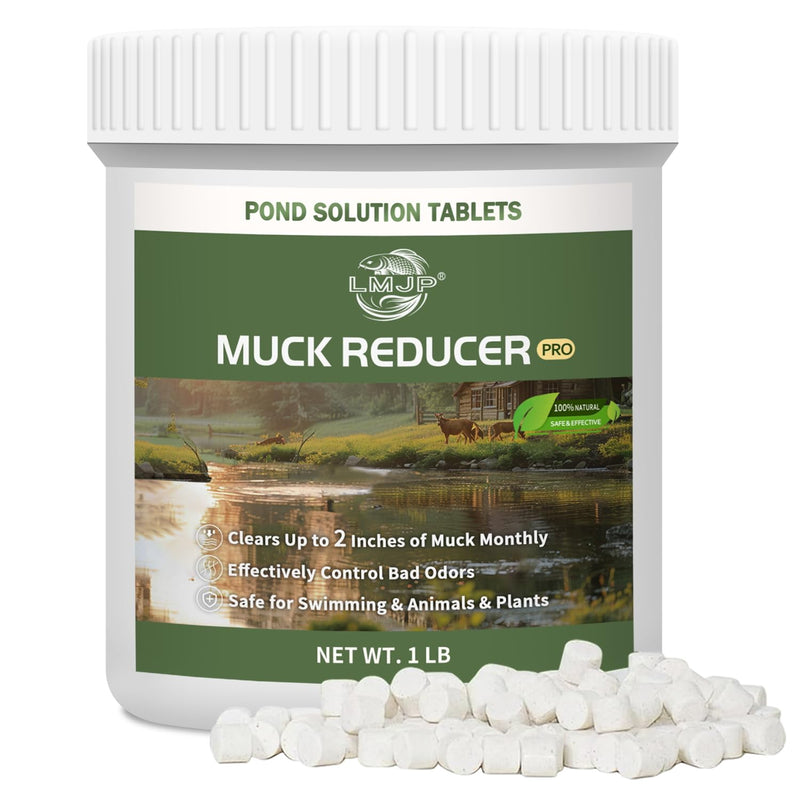 Muck Reducer - 1LB Natural Sludge Solution Tablets for Ponds & Lakes, Away Muck & Odor Control, Safe for Aquatic Life, Wildlife & Recreation, Treats Up to 6,000 Sq Ft 1 Pound - PawsPlanet Australia