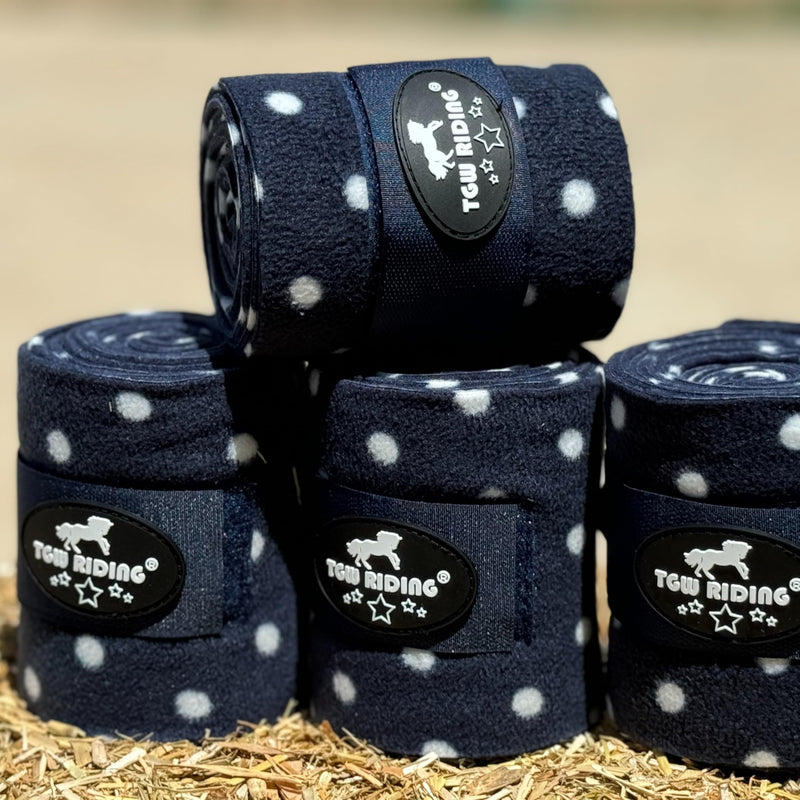 TGW RIDING Horse Polo Leg Wraps, Equine Fleece Polo Wraps (Set of 4) - Horse Leg Bandages (Navy Blue) Navy Blue - PawsPlanet Australia
