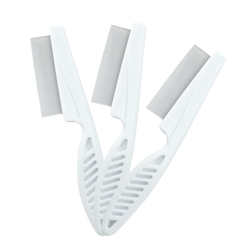 Flea Comb for Dogs and Cats, Metal Pet Lice Comb Fine Tooth Grooming Tool for Remove Anti Fleas and Flea Eggs(3pcs White) - PawsPlanet Australia