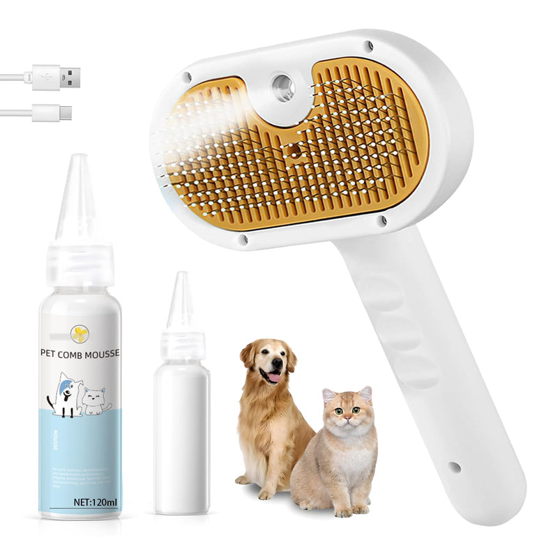 Pet Steam Brush for Dog & Cat – 3-in-1 Spray Hair Removal Comb – Steam for Shedding & Grooming – Water Brush for Long & Short Haired Pets – Spritz Defur Comb – Includes Waterless Shampoo 7.8″-shampoo - PawsPlanet Australia