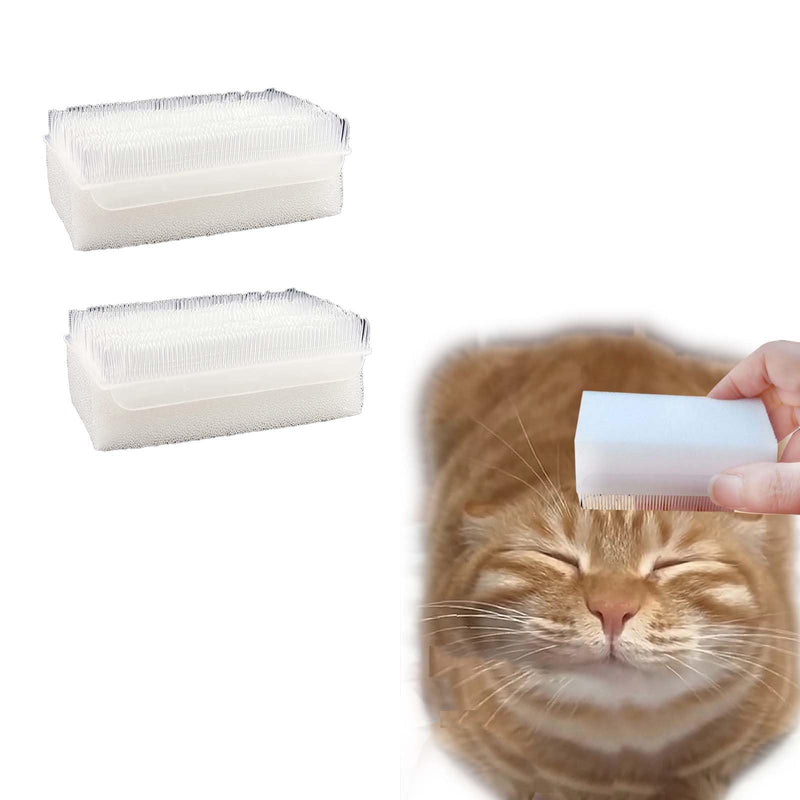 2PC Soft Cat Brush for Grooming - Gentle Cat Tongue Brush with 1300+ Barbed Serrations, Brushes for Sensitive Cats - Lightweight, gentle, Perfect for Daily Grooming & Enhancing Bonding white - PawsPlanet Australia