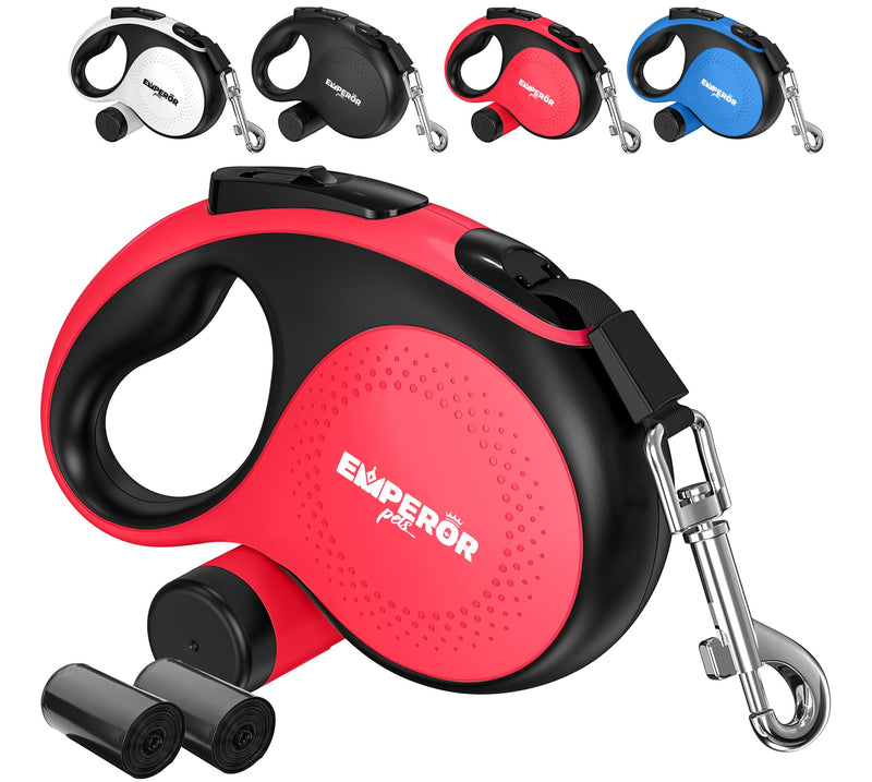 Emperor Pets 26 ft Retractable Dog Leash Red - Heavy Duty Retractable Pet Leash with Anti-Slip Grip for Medium to Large Dogs up to 110 lbs -Aura BR26 - PawsPlanet Australia