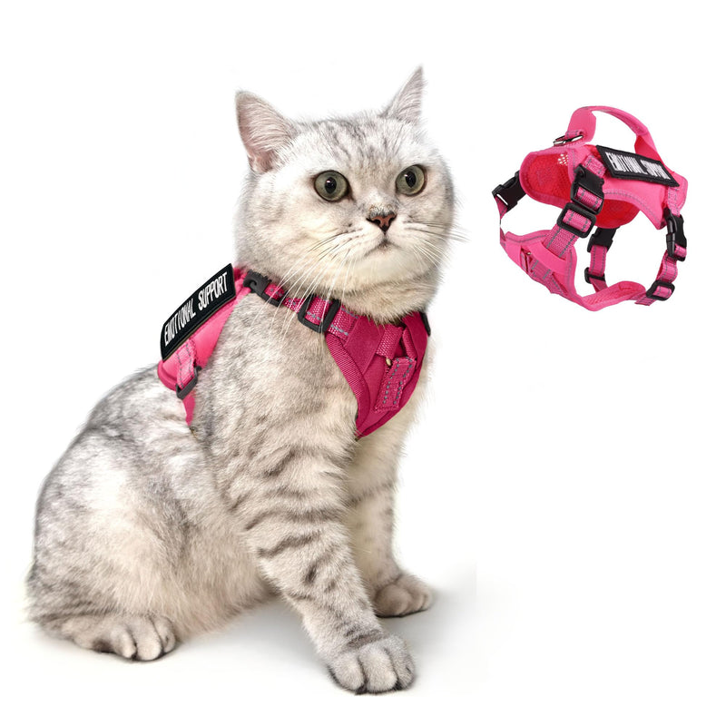 Tactical Cat Harness Pink for Walking Esacpe Proof,Adjustable Soft Mesh Large Cat Vest with Rubber Handle Easy to Control,Molle Patches L - PawsPlanet Australia