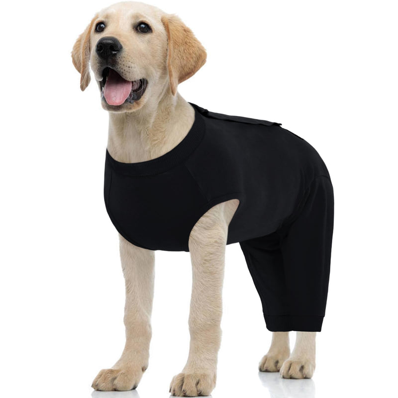 Kuoser Dog Surgery Suit Female Spay Male Neuter, Dog Leg Sleeve to Stop Licking Soft Dog Onesie for Abdominal Wound, Dog Recovery Suit Rear Leg Sleeves Pet Elbow Brace Protector, Black M Medium (Back Length: 34CM / 13.38") - PawsPlanet Australia