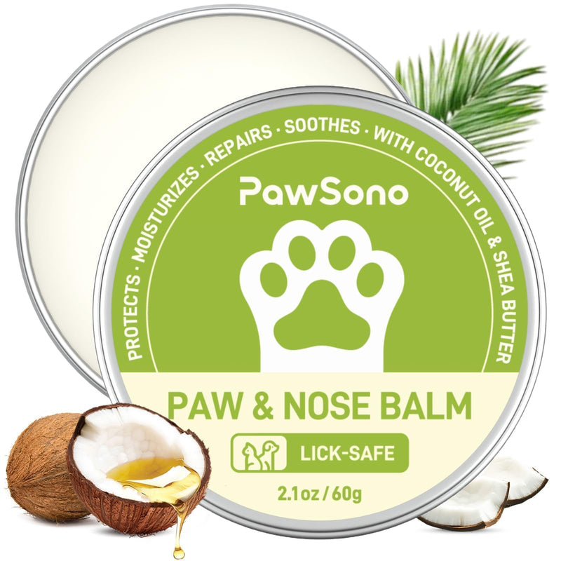 Lick-Safe Dog Paw & Nose Balm with Coconut Oil | All-Natural Moisturizer & Soother for Dry, Cracked Pads & Snout| Cat Wax & Cream, Nose Butter for frenchies| Horse Hoof Care (60 g /2.1 oz) 1 Pack - PawsPlanet Australia