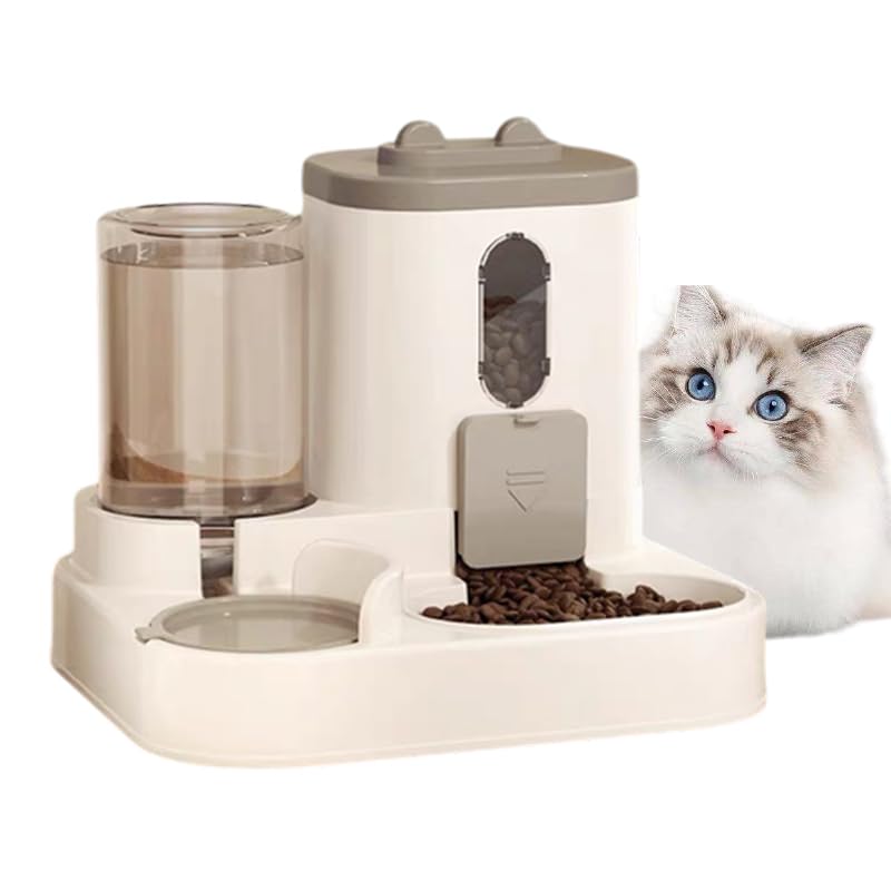 Two-in-One Upgraded Gravity Pets Feeder and Water Dispenser Combo Set, Pet Cat Dog Automatic Feeder and Water Dispenser for Small and Medium Pets Cats Dogs, Large Capacity & Washable Gray - PawsPlanet Australia