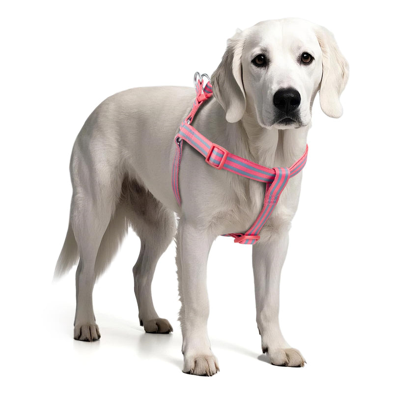 Stripe Step in Dog Harness for Small Dogs, Freedom Nylon Dog Halter Vests, Lightweight and Escape Proof Puppy Harness, Quick Fits for Small Medium and Large Dogs, Pink M - PawsPlanet Australia